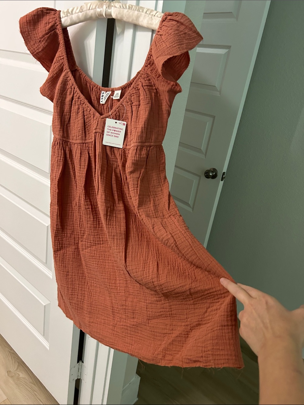 NWT Roxy Sz M 100% Cotton Rust Mini Dress